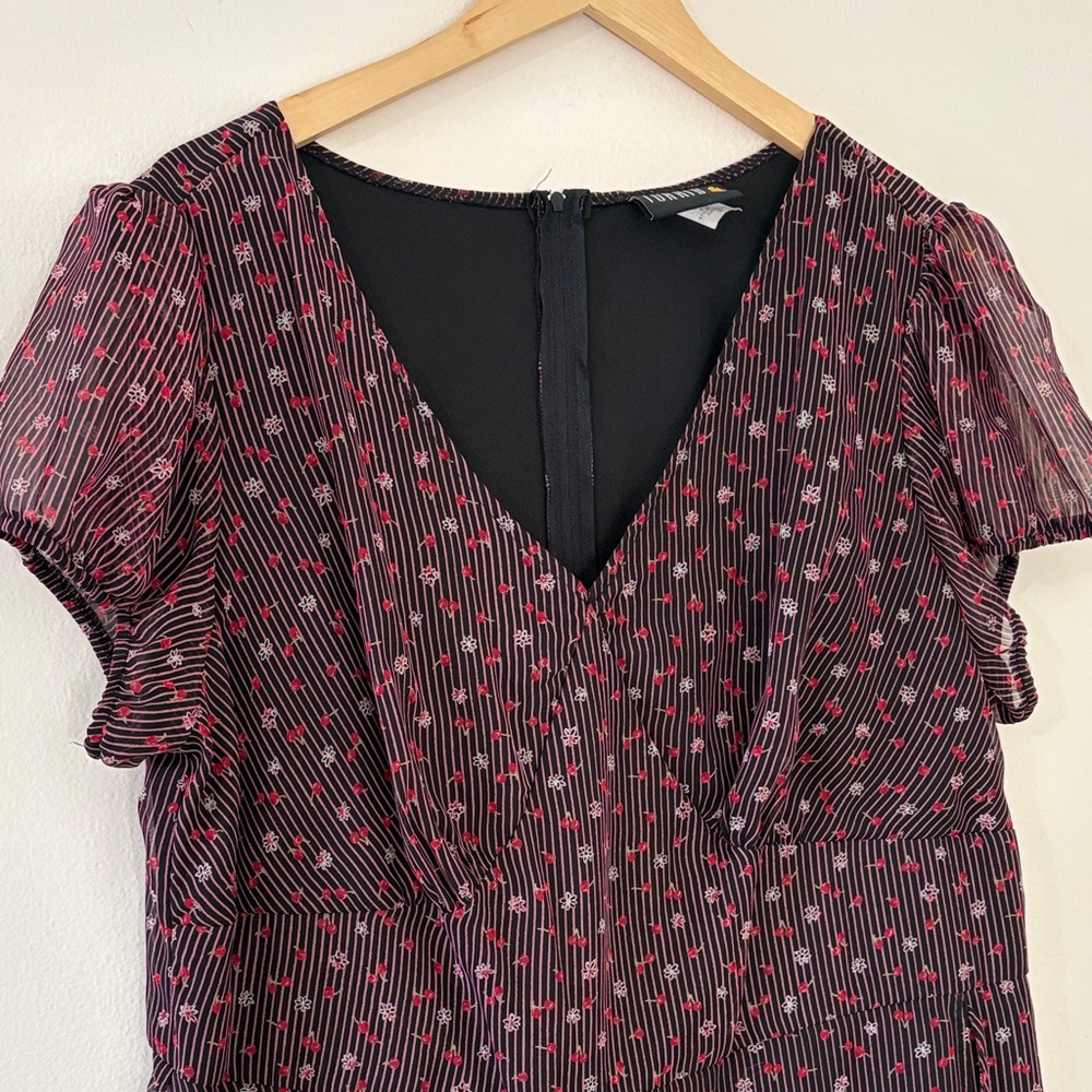 Vintage Y2K Torrid Cherry Print Faux Wrap Dress Pinup Rockabilly Retro Plus 20